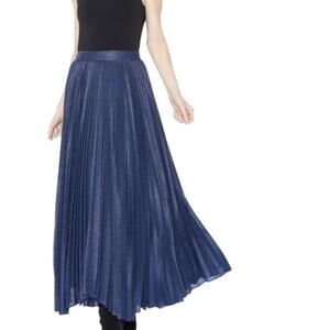Alice + Olivia Blue Katz A-Line Pleated Maxi Skirt, Size M